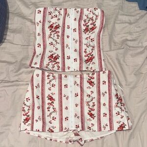 Reformation White and Red Floral Mini Set